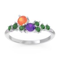Citrine Fashion Ring In Palladium With Amethyst And Emerald – Akasha Simple Ring