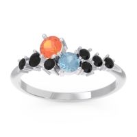 Citrine Fashion Ring In Palladium With Aquamarine And Black Onyx – Akasha Simple Ring