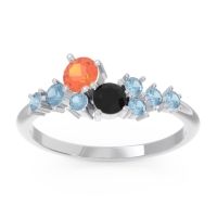 Citrine Fashion Ring In Palladium With Black Onyx And Aquamarine – Akasha Simple Ring