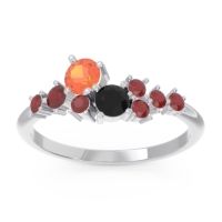 Citrine Fashion Ring In Palladium With Black Onyx And Ruby – Akasha Simple Ring