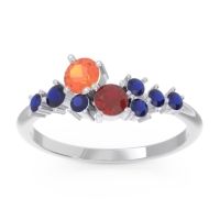 Citrine Fashion Ring In Palladium With Ruby And Blue Sapphire – Akasha Simple Ring