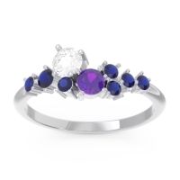 Diamond Fashion Ring In Palladium With Amethyst And Blue Sapphire – Akasha Simple Ring