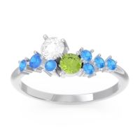 Lab Diamond Fashion Ring In Palladium With Peridot And Swiss Blue Topaz – Akasha Simple Ring