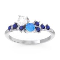 Lab Diamond Fashion Ring In Palladium With Swiss Blue Topaz And Blue Sapphire – Akasha Simple Ring