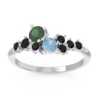Emerald Fashion Ring In Palladium With Aquamarine And Black Onyx – Akasha Simple Ring