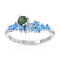 Emerald Fashion Ring In 18k White Gold With Aquamarine And Swiss Blue Topaz – Akasha Simple Ring