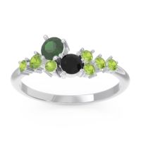 Emerald Fashion Ring In Palladium With Black Onyx And Peridot – Akasha Simple Ring