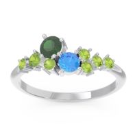 Emerald Fashion Ring In Platinum With Swiss Blue Topaz And Peridot – Akasha Simple Ring