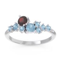 Garnet Fashion Ring In Palladium With Aquamarine – Akasha Simple Ring