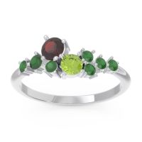 Garnet Fashion Ring In Platinum With Peridot And Emerald – Akasha Simple Ring