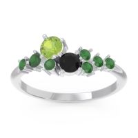 Peridot Fashion Ring In Palladium With Black Onyx And Emerald – Akasha Simple Ring