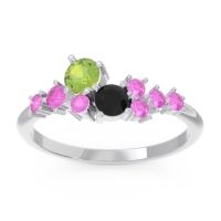 Peridot Fashion Ring In Palladium With Black Onyx And Pink Tourmaline – Akasha Simple Ring