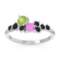 Peridot Fashion Ring In Palladium With Pink Tourmaline And Black Onyx – Akasha Simple Ring