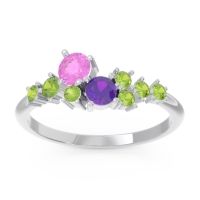 Pink Tourmaline Fashion Ring In Palladium With Amethyst And Peridot – Akasha Simple Ring