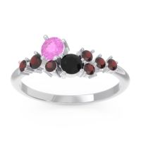 Pink Tourmaline Fashion Ring In Palladium With Black Onyx And Garnet – Akasha Simple Ring