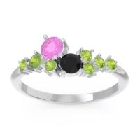 Pink Tourmaline Fashion Ring In Palladium With Black Onyx And Peridot – Akasha Simple Ring