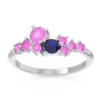 Pink Tourmaline Fashion Ring In Palladium With Blue Sapphire – Akasha Simple Ring