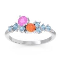 Pink Tourmaline Fashion Ring In Palladium With Citrine And Aquamarine – Akasha Simple Ring