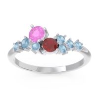 Pink Tourmaline Fashion Ring In Palladium With Ruby And Aquamarine – Akasha Simple Ring