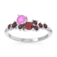 Pink Tourmaline Fashion Ring In Palladium With Ruby And Garnet – Akasha Simple Ring