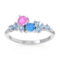 Pink Tourmaline Fashion Ring In Palladium With Swiss Blue Topaz And Aquamarine – Akasha Simple Ring