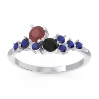 Ruby Fashion Ring In Palladium With Black Onyx And Blue Sapphire – Akasha Simple Ring