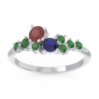 Ruby Fashion Ring In Platinum With Blue Sapphire And Emerald – Akasha Simple Ring