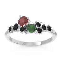 Ruby Fashion Ring In 18k White Gold With Emerald And Black Onyx – Akasha Simple Ring