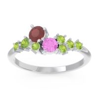 Ruby Fashion Ring In Palladium With Pink Tourmaline And Peridot – Akasha Simple Ring