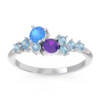 Swiss Blue Topaz Fashion Ring In Palladium With Amethyst And Aquamarine – Akasha Simple Ring