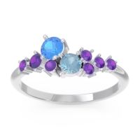 Swiss Blue Topaz Fashion Ring In Palladium With Aquamarine And Amethyst – Akasha Simple Ring