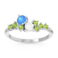 Swiss Blue Topaz Fashion Ring In Palladium With Diamond And Peridot – Akasha Simple Ring