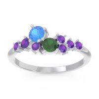 Swiss Blue Topaz Fashion Ring In Palladium With Emerald And Amethyst – Akasha Simple Ring