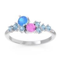 Swiss Blue Topaz Fashion Ring In Palladium With Pink Tourmaline And Aquamarine – Akasha Simple Ring