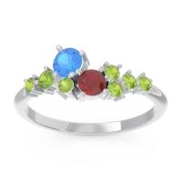 Swiss Blue Topaz Fashion Ring In Palladium With Ruby And Peridot – Akasha Simple Ring