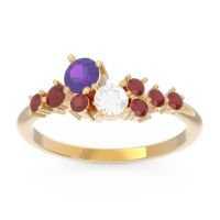Amethyst Fashion Ring In 18k Yellow Gold With Diamond And Ruby – Akasha Simple Ring