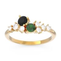 Black Onyx Fashion Ring In 14k Yellow Gold With Emerald And Diamond – Akasha Simple Ring