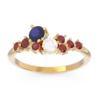Blue Sapphire Fashion Ring In 18k Yellow Gold With Lab Diamond And Ruby – Akasha Simple Ring
