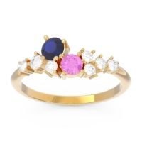 Blue Sapphire Fashion Ring In 14k Yellow Gold With Pink Tourmaline And Diamond – Akasha Simple Ring