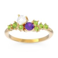 Diamond Fashion Ring In 14k Yellow Gold With Amethyst And Peridot – Akasha Simple Ring