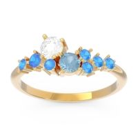 Diamond Fashion Ring In 14k Yellow Gold With Aquamarine And Swiss Blue Topaz – Akasha Simple Ring