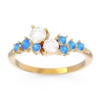 Lab Diamond Fashion Ring In 18k Yellow Gold With Diamond And Swiss Blue Topaz – Akasha Simple Ring
