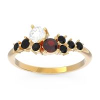 Diamond Fashion Ring In 14k Yellow Gold With Garnet And Black Onyx – Akasha Simple Ring