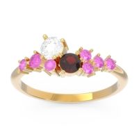Diamond Fashion Ring In 14k Yellow Gold With Garnet And Pink Tourmaline – Akasha Simple Ring