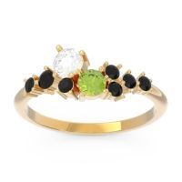 Diamond Fashion Ring In 18k Yellow Gold With Peridot And Black Onyx – Akasha Simple Ring
