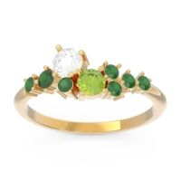 Lab Diamond Fashion Ring In 18k Yellow Gold With Peridot And Emerald – Akasha Simple Ring