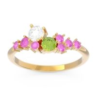 Diamond Fashion Ring In 14k Yellow Gold With Peridot And Pink Tourmaline – Akasha Simple Ring