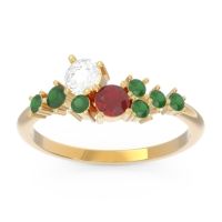 Lab Diamond Fashion Ring In 18k Yellow Gold With Ruby And Emerald – Akasha Simple Ring