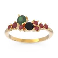 Emerald Fashion Ring In 14k Yellow Gold With Black Onyx And Ruby – Akasha Simple Ring