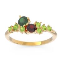 Emerald Fashion Ring In 18k Yellow Gold With Garnet And Peridot – Akasha Simple Ring